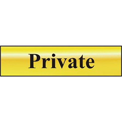 Babyandme Gold With Black Text Metal Self Adhesive Sign - Private - 200Mm X 50Mm
