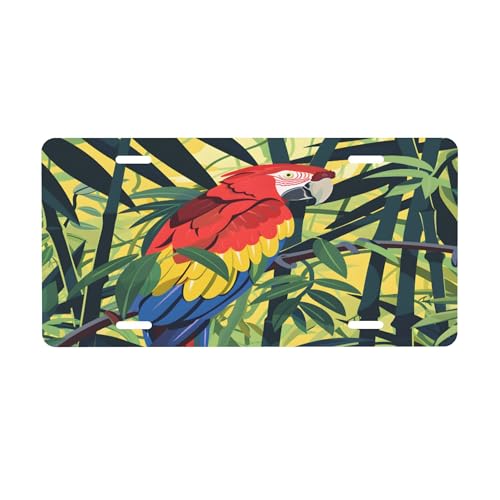 License Plate for Men Women, Parrot Bird Front Car Plate