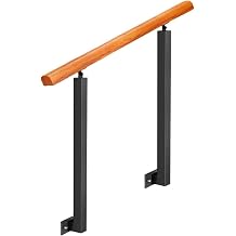 Side Mount Stair Handrail Adjustable Banister Post,Wood Stair Railing for Outdoor Step Fits 2 or 3 Steps for Concrete Steps Safety Support KitSizeWood-100cm,ColorH 85cm