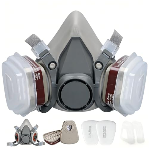 toijnhtk Reusable Half Face Cover Set With Filter Cotton For Painting Gas Dust Machine Polishing Organic Vapors Car Spraying Sanding Cutting DIY Work Protection