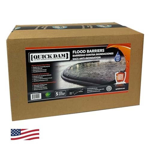 Quick Dam QD617-5 Water Activated Flood Barrier, 5 Pack, Black
