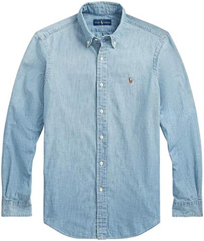 POLO RALPH LAUREN Men's Big and Tall Long Sleeves Classic Fit Oxford Buttondown Shirt (3XLT, LiteChambray)