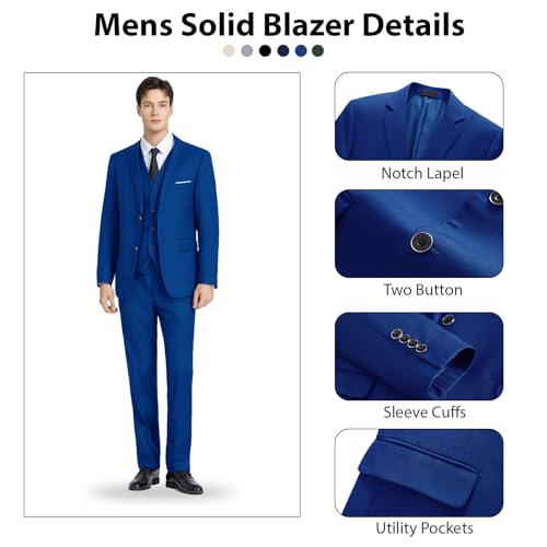 Mens 3 Piece Slim Fit Suit 2 Button Notched Lapel Blazer Formal Tuxedo Business Jacket Vest Pants Set for Wedding4
