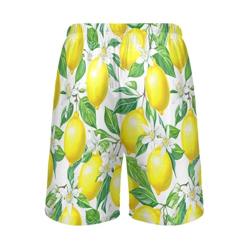 Lemon Leaves Yellow Pajama Shorts for Men Lounge Pants Lounge Pajama Bottoms Mens Sleeping Shorts with Pockets, S-XXL2