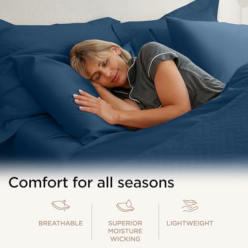 Threadmill Luxury Cotton Blankets for Twin Size Bed | All-Season 100% Cotton Twin Blanket for Bed | Criss Cross Jacquard Lightweight, Soft & Cozy Coverlet, 350GSM, 68x90 inches | Folkstone Blue