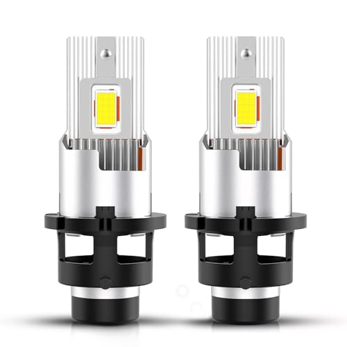 LTONXEN D2S Bombilla LED, 6500K Blanco para Faros de Coche, 12V Prueba de Errores HID Xenon Kit de Recambio, Con Fanm, Plug and Play. (Paquete de 2)