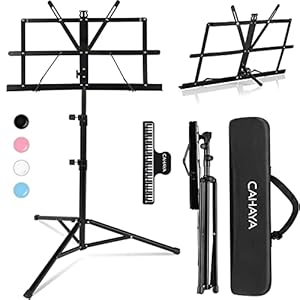 CAHAYA Sheet Music Stand Metal Portable with Carrying Bag, Sheet Music Folder, Projector Stand, Portable Podium Stand…