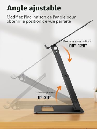 Tounee Support pour Ordinateur Portable, Support PC Ergonomique Hauteur Réglable de 2,1” à 21", pour Jusqu'à 22 Livres de MacBook,Toutes Ordinateur Portable 10-17 Pouces,Noir – vue 4