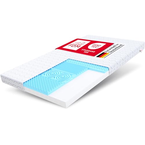 FDM Leon Schaumstoffmatratze 90x200 cm Kindermatratze Komfortschaum Baby Matratze 10 cm Höhe Härtegrad H3 Bezug Waschbar Öko-Tex Allergikergeeignet