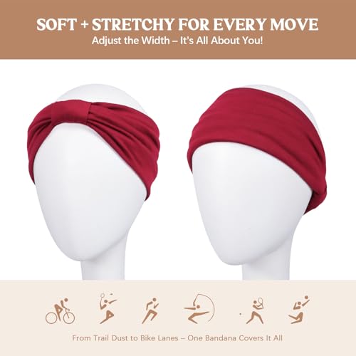 Image of Awumbuk Wide Headbands for Women Knotted No Slip Head Bands Soft Turban Headband Hair Accessories Boho African Solid Color Head Wraps for Women Yoga Workout (Dark blue)