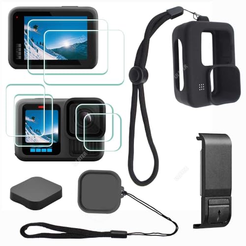 Accesorio para ULBTER Hero 13 Negro: Protector de Pantalla y Lente + Puerta de Batería A Prueba de Polvo + Funda de Goma + Cordón