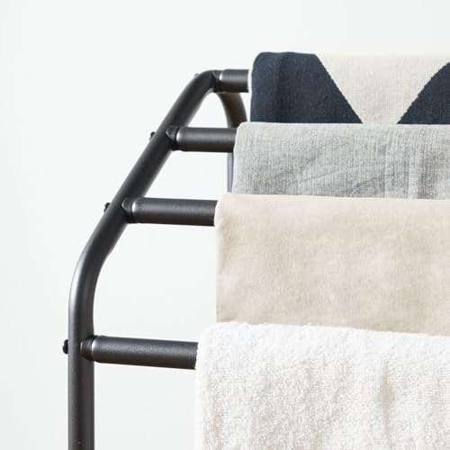 HOOBRO Handtuchhalter Stehend, Groß Handtuchständer mit 4 Handtuchstangen, 41,5 x 28,5 x 79,5 cm, Kleiderständer für Kleidung, Badetücher, Decken, platzsparend, Stabil, Industriestil EBF64LB01