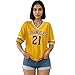 Elincho Jersey Shirts for Women Y2k Number Graphic Oversized Tshirts V Neck Striped Trim Short Sleeve Summer Casual Tee Tops
