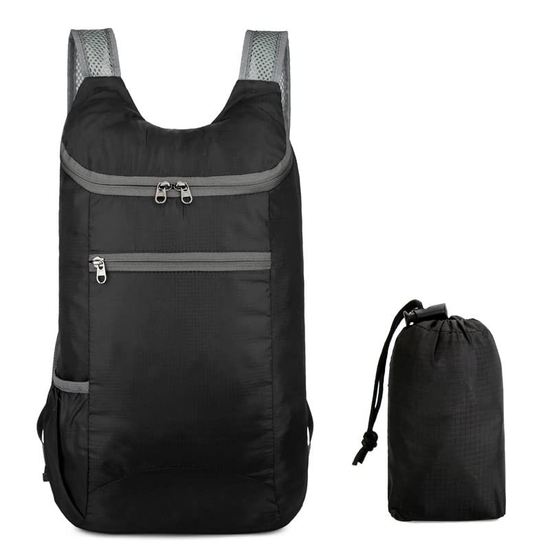 Mochila plegable ultraligera impermeable 35L negra miniatura 1