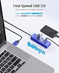 ORICO 3-Port USB HUB 3.0, USB Splitter for Laptop with 0.49ft Cable, Multi USB Port Expander, Fast Data Transfer Compatible with Mac OS 10.X and Above, Linux, Android (PW4U-U3-05-BL)