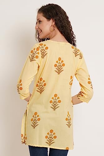 Image of Amazon Brand - Anarva Jaipuri Cotton Printed Short Kurti for Women