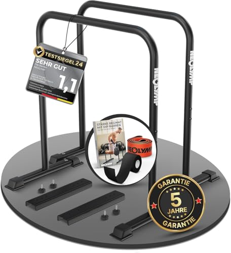 NEOLYMP Dip Barren Calisthenics Equipment – 400 kg belastbare Dip Station mit E-Book - verstellbare Breite – 90 cm Höhe mit rutschfesten Füßen – rostfreie Dip Stange Fitnessgeräte (Dip Barren Set) NEOLYMP Dip Barren Calisthenics Equipment – 400 kg belastbare Dip Station mit E-Book - verstellbare Breite – 90 cm Höhe mit rutschfesten Füßen – rostfreie Dip Stange Fitnessgeräte (Dip Barren Set)