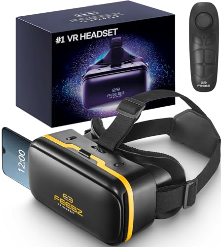FEEBZ 3D VR Headset for Kids 2.0 + Android Remote - for iPhone & Android Phones | with 3D VR Videos & Apps Links | Virtual Reality Goggles Set for Beginners
