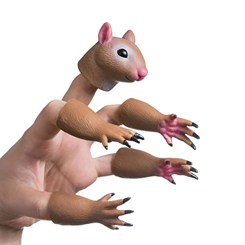 AQKILO Squirrel Finger Puppet, Tiny Hands Theater Prop, Funny Gag Gift for White Elephant, Easter Basket Swap, Adults and Kids