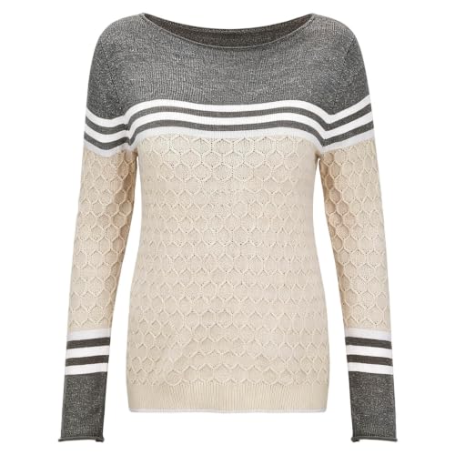 Sweater for Women Long Sleeve Clothing Crew Neck Color Block Pullover - image 4