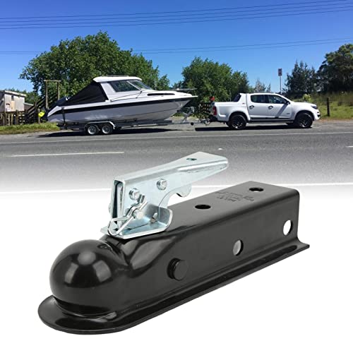 Trailer Tongue Coupler, 3500LBS Straight Trailer Tongue Coupler with 2in Hitch Ball for Towing RV Boat - Thumbnail 5
