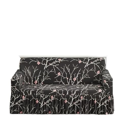 NIUSABOU Funda para sofá con faldón, Funda elástica for sofá con Falda Floral, Lavable, Multicolor, de 1 a 4 plazas, Varios tamaños(Color 17,XL (235-300cm))