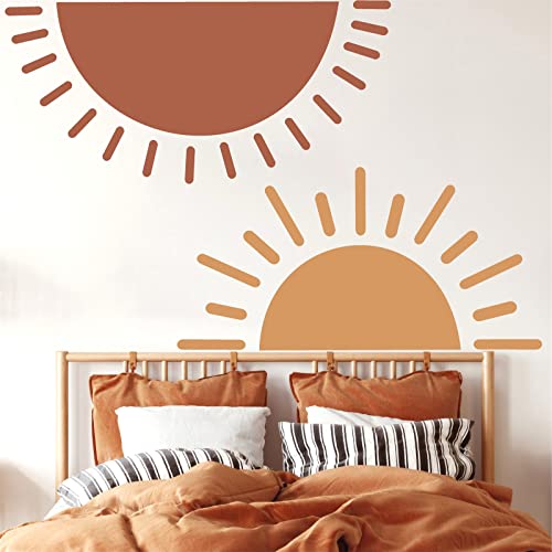 Half Sun Wall Decal Large Wall Decal Sunshine Wall Stickers Vinyl Wall Art Decals Removable Sun Decals For Walls Sunrise Sticker Peel And Stick Wall Decals For Nursery Kids Room Bedroom Playroom Decor #TOP1
