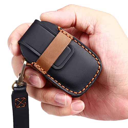 Easyant Leather Car Key Fob Cover Case Compatible With 2022 Subaru Ascent Outback Xv Brz Remote Key 4 Buttons Black #TOP3