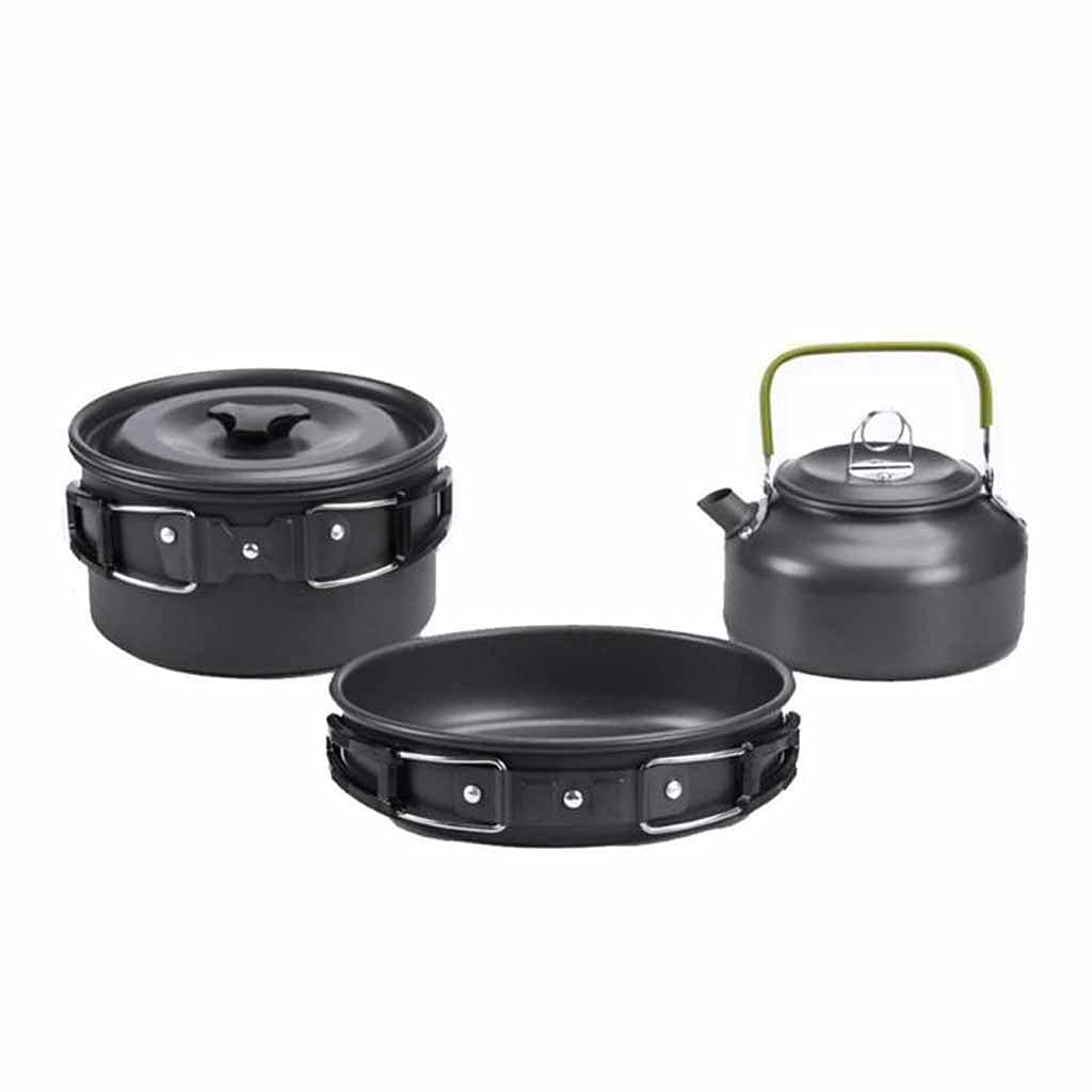 Ustensiles de cuisine de camping portable avec bouilloire extérieure et poêle en aluminium