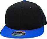 KNW-1467 BLK-Roy Classic Snapback Hat Blank Cap Underbrim Cotton Wool Blend Flat Visor Adjustable Unisex