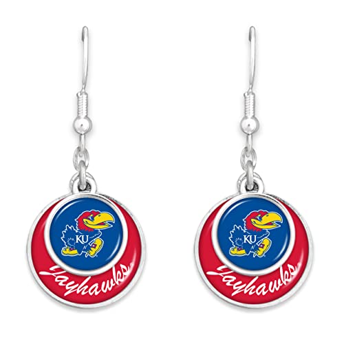 Kansas Jayhawks Stacked Disk Earrings Jewelry Gift Licensed KU