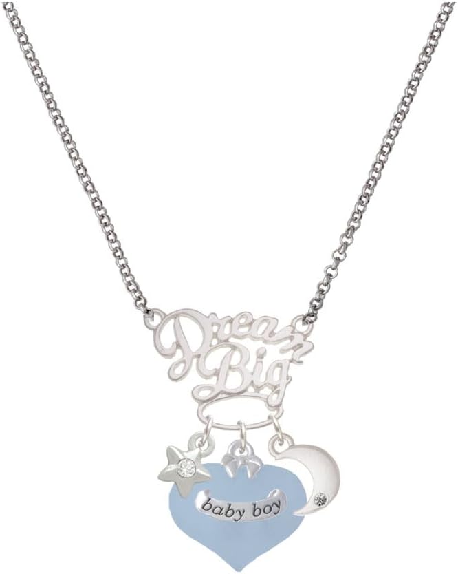 Delight Jewelry Heart with Baby Feet Silvertone Dream Big Pendant Necklace, 25"