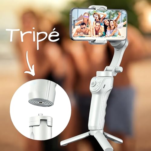 Estabilizador de Celular, Gimbal, M01, 3 Eixos, Luz LED Inteligente, Tripé, Rastreamento Facial e Ob