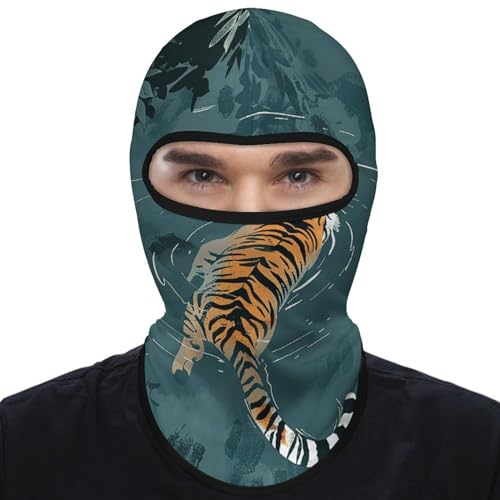 Balaclava para hombre, máscara de esquí para mujer con diseño de tigre nadando en el agua, máscara facial completa, cubierta facial para ciclismo