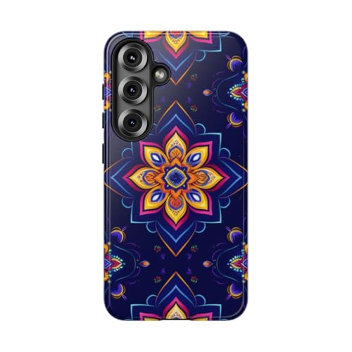 Coque Samsung Galaxy S25 Bleu rigide brillante antichoc motif mandala floral