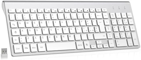 Tastiera Bluetooth OMOTON Per Mac – Layout Italiano Con Tastierino Numerico, Tre Canali, Ricaricabile USB-C, Design Ergonomico (Bianca)