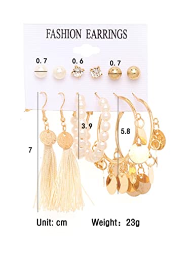 Image of ANNACREATIONS Stylish combo of pearl stud hoop earrings set for Women Girls