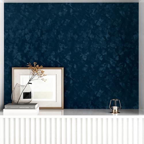 Wallercity Blue Velvet Fabric Wallpaper Peel and Stick Floral Blue Flocking Fabric Contact Paper for Walls Dresser Cabinets Self Adhesive Felt Wallpapers for Jewelry Box Shelf Backdrop 15.8''x78.7'' by Wallercity - Used condition - Image 3