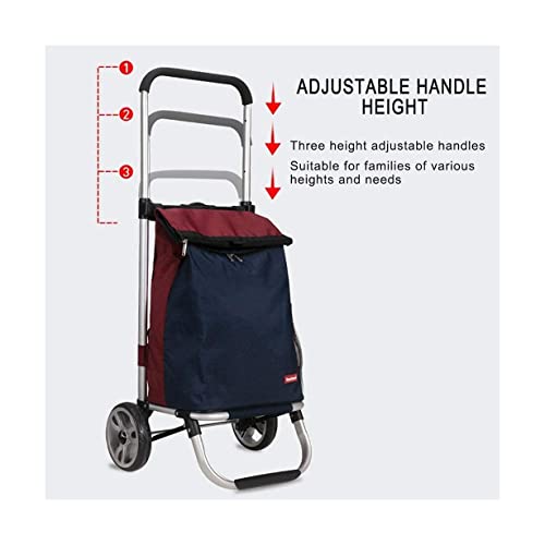 QUANLI Faltbarer Einkaufstrolley, 50 l, Aluminiumlegierung, Einkaufswagen mit wasserdichten Taschen, Rädern, groß… – Bild 5