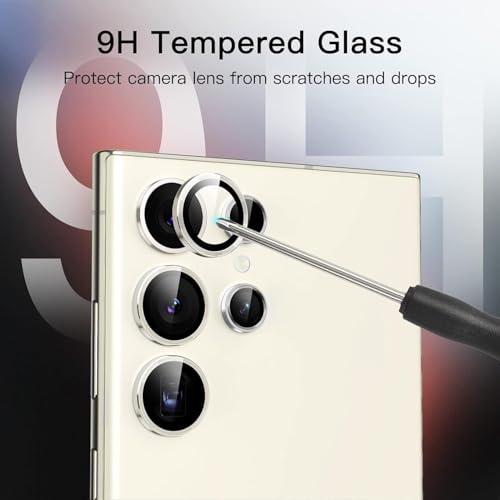 Image of Skinomi Camera Lens Protector Compatible with Samsung Galaxy S23 ultra 5G [Anti-Scratch] Premium Tempered Glass Film Aluminum Alloy Lens Ring Cover, Gold Titanium