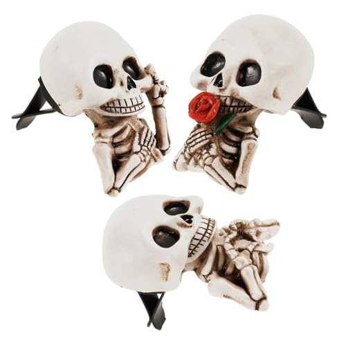 Ipetboom Clips de Aromaterapia para Coche con Forma de Calavera Sonriente 3 Unidades Difusores para Salida de Aire Acondicionado Accesorios Compactos para Ambientador y Perfume en