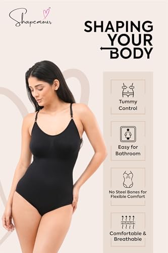 Image of SHAPEMOUR Thong Bodysuit for Women, Slimming Design Shapewear for Women, Tummy Control Body Shaper with Silicone Grip, No Steel Bones for All Day Comfort, Seamless Sculpting Bodyshaper