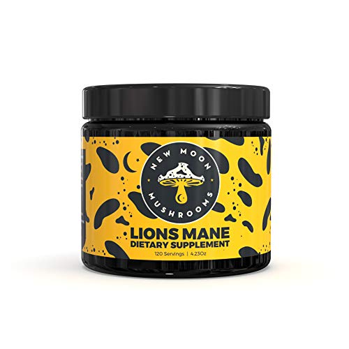 Lions Mane Mushroom Powder - Organic Lions Mane Extract - 120 Servings - 10x Potency -Memory Focus Clarity- Nootropic Health Supplement - New Moon Mushrooms