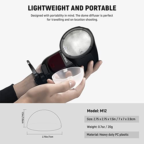 Neewer Magnetic Dome Diffuser For Z1 Round Head Speedlite Flash, Magnetically Attached Flash Dome Light Modifier For Z1-S, Z1-N, Z1-C Speedlite, M12 #TOP5