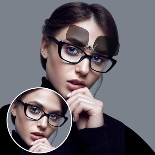 VIEWBETTER® Polarized Clip On Sunglasses Over Prescription Glasses - UV Protection & Driving Anti Glare (Flip Up Clips)2