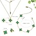 Ayehe Lucky Clover Sets, Bracelet, Earring, Necklace Pendant for Ladies(Green)