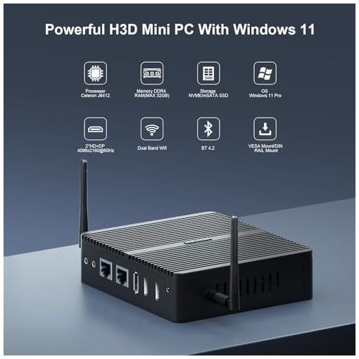 VENOEN Mini PC sin Ventilador de 12ª generación Celeron J6412, Mini Desktop pc, Windows 11, NO RAM NO SSD, Doble HD-MI, DP, 3 Pantallas, 2 RJ45 LAN, USB3.0, RS232 COM, WiFi de Doble Banda, BT4.2 - Imagen 7
