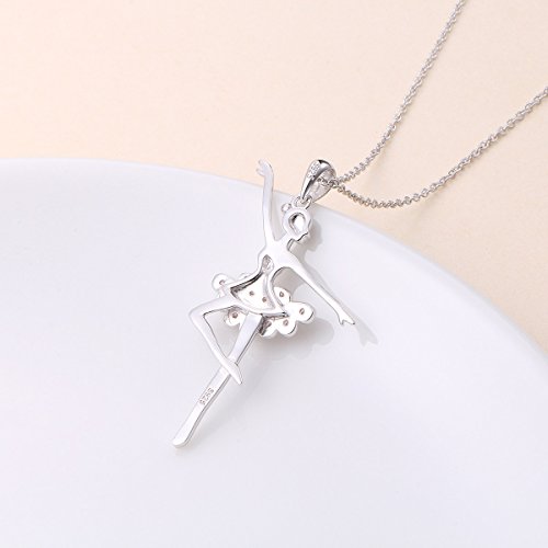 925 Sterling Silver Cz Ballet Dancer Ballerina Necklace Recital Gift For Women Dancer,18 Inch #TOP3