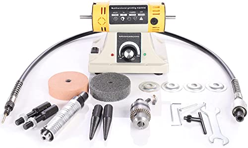 High Speed Benchtop Buffer Polisher Jewelry Rock Polishing Buffer Machine Bench Lathe Rock Polisher Table Grinder 110V Hobby Jade Carving Tumbler Kit #TOP26