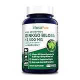 NusaPure Ginkgo Biloba Extract 12,500mg Per Veggie Caps 200 Capsules (Vegetarian,Non-GMO, Gluten Fre